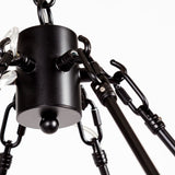 Decamp I Black Metal Chassis Glass Tube Twelve Light Chandelier by Mercana at Eve Furniture