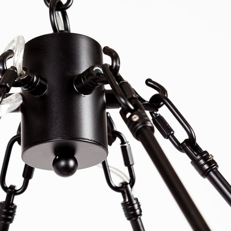 Decamp I Black Metal Chassis Glass Tube Twelve Light Chandelier by Mercana at Eve Furniture