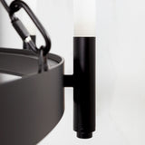 Decamp I Black Metal Chassis Glass Tube Twelve Light Chandelier by Mercana at Eve Furniture