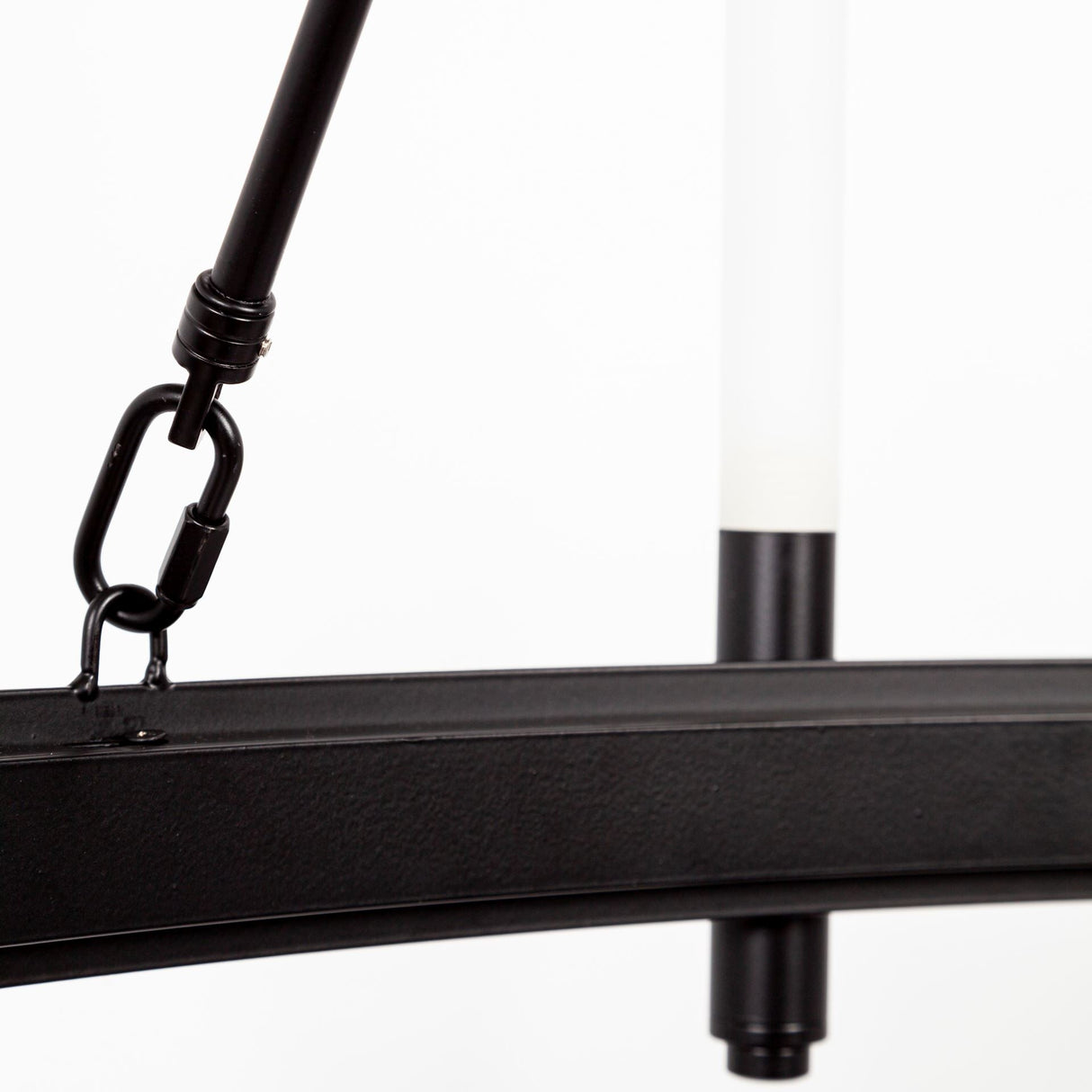Decamp I Black Metal Chassis Glass Tube Twelve Light Chandelier by Mercana at Eve Furniture