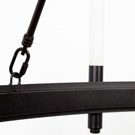 Decamp I Black Metal Chassis Glass Tube Twelve Light Chandelier by Mercana at Eve Furniture