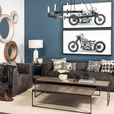 Decamp I Black Metal Chassis Glass Tube Twelve Light Chandelier by Mercana at Eve Furniture