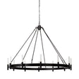 Decamp I Black Metal Chassis Glass Tube Twelve Light Chandelier by Mercana at Eve Furniture