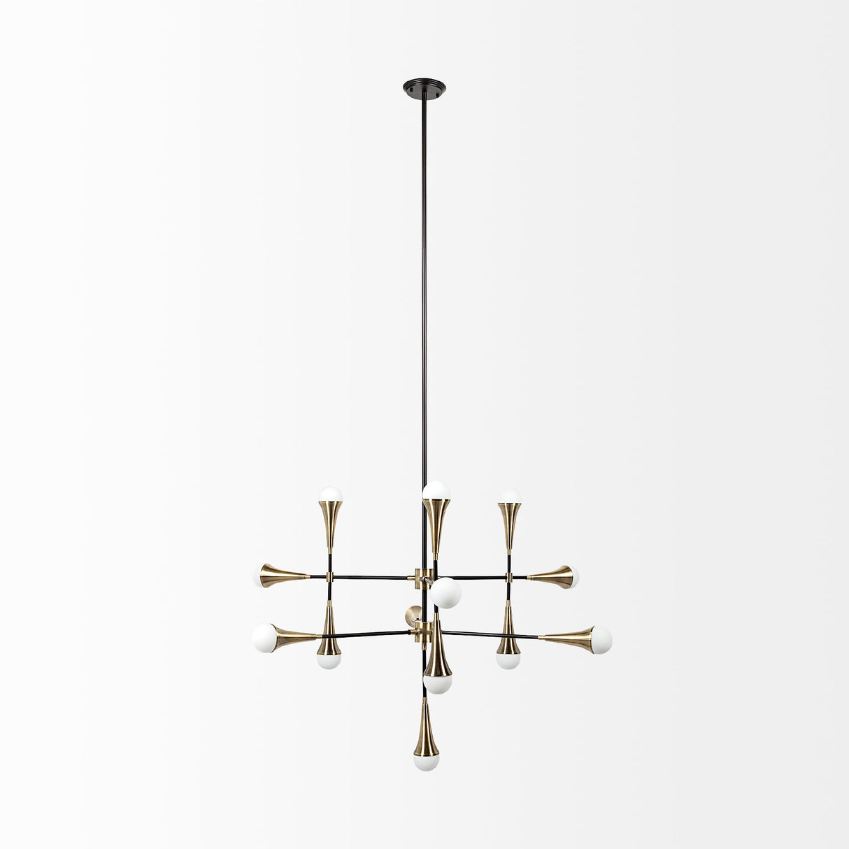 Decarlo II Black/Gold Metal Multi-Arm Thirteen Light Chandelier by Mercana at Eve Furniture
