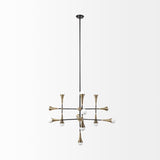 Decarlo II Black/Gold Metal Multi-Arm Thirteen Light Chandelier by Mercana at Eve Furniture