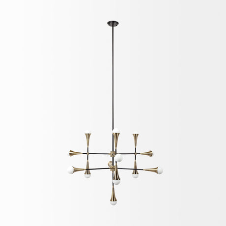 Decarlo II Black/Gold Metal Multi-Arm Thirteen Light Chandelier by Mercana at Eve Furniture