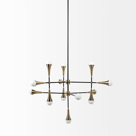 Decarlo II Black/Gold Metal Multi-Arm Thirteen Light Chandelier by Mercana at Eve Furniture