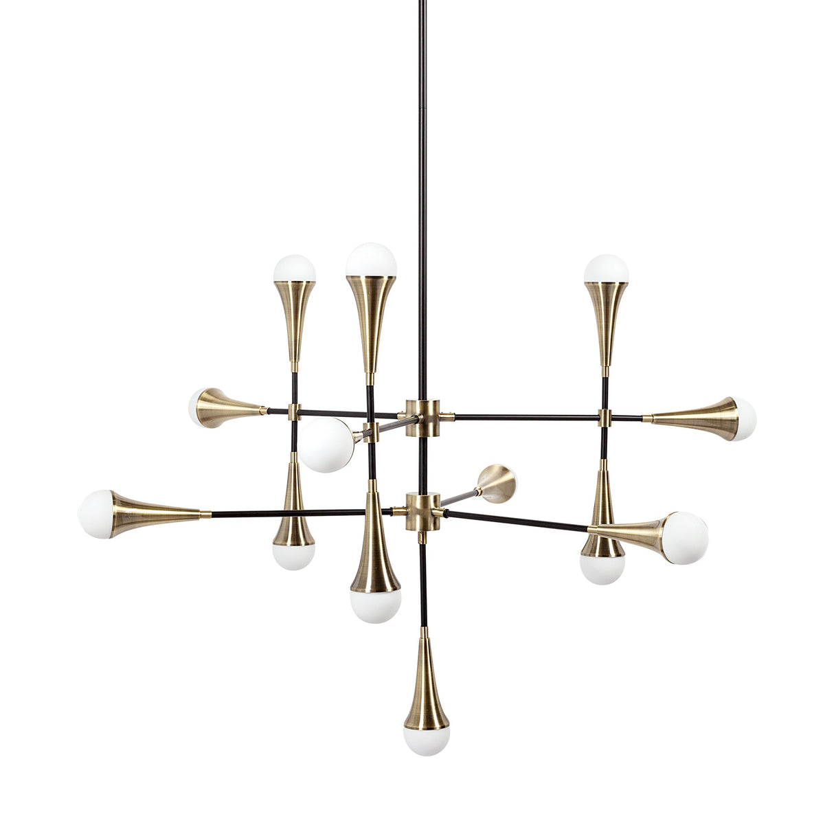 Decarlo II Black/Gold Metal Multi-Arm Thirteen Light Chandelier by Mercana at Eve Furniture