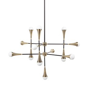 Decarlo II Black/Gold Metal Multi-Arm Thirteen Light Chandelier by Mercana at Eve Furniture
