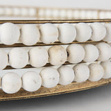 Decatur I White Wooden Bead Mirrored Bottom Round Tray by Mercana at Eve Furniture