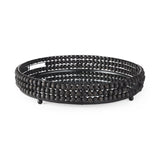 Decatur II 21L x 21W Black Wooden Bead Mirrored Bottom Round Tray by Mercana at Eve Furniture