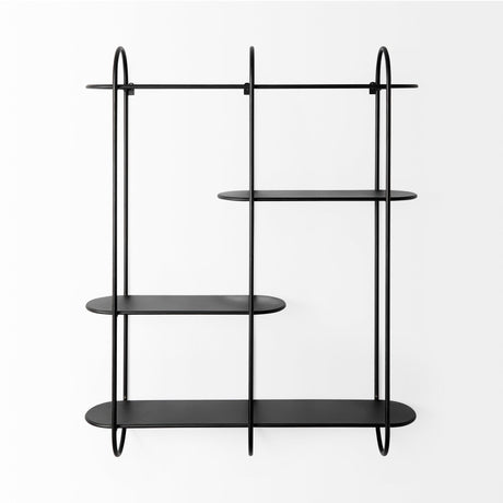 Decimus Black Metal Wall Mounted 3 Tiered Shelf by Mercana at Eve Furniture