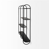 Decimus Black Metal Wall Mounted 3 Tiered Shelf by Mercana at Eve Furniture