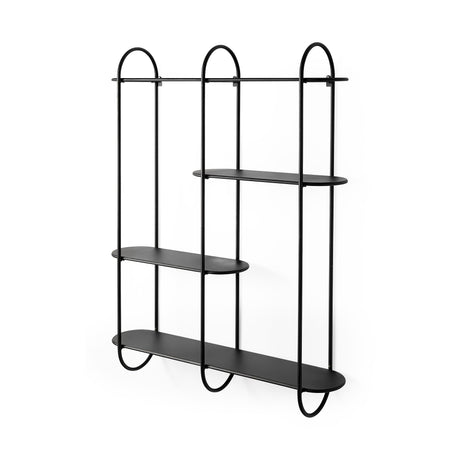 Decimus Black Metal Wall Mounted 3 Tiered Shelf by Mercana at Eve Furniture