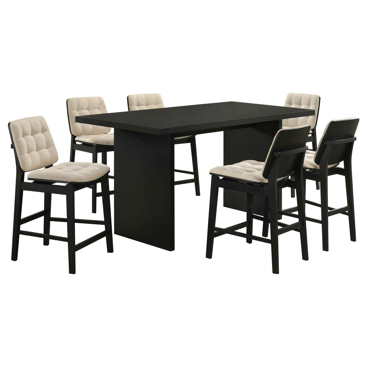 Decker Cream/Black 7-piece 70-inch Rectangular Counter Height Dining Set by Coaster at Eve Furniture
