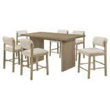 Decker Cream/Natural Oak 7-piece 70-inch Rectangular Counter Height Dining Set by Coaster at Eve Furniture