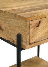 Declan Natural Mango/Black 1-Drawer Accent Table with Open Shelf