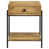 Declan Natural Mango/Black 1-Drawer Accent Table with Open Shelf