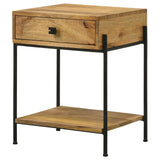 Declan Natural Mango/Black 1-Drawer Accent Table with Open Shelf