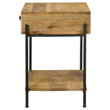 Declan Natural Mango/Black 1-Drawer Accent Table with Open Shelf