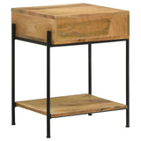 Declan Natural Mango/Black 1-Drawer Accent Table with Open Shelf