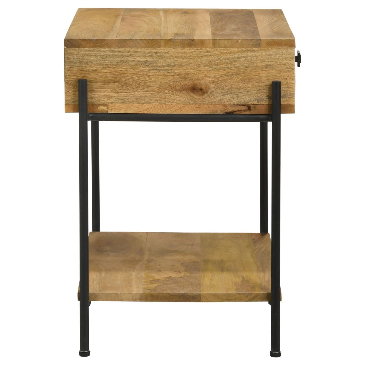 Declan Natural Mango/Black 1-Drawer Accent Table with Open Shelf