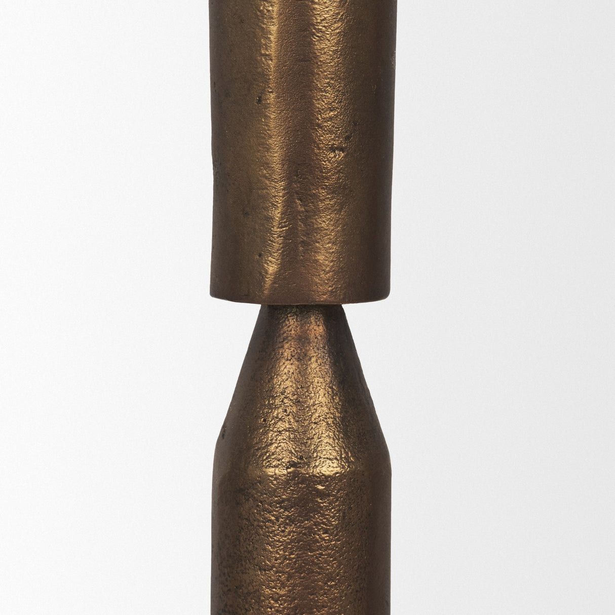 Declan Antiqued Brass Cast Metal Taper Candle Holder by Mercana at Eve Furniture