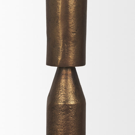Declan Antiqued Brass Cast Metal Taper Candle Holder by Mercana at Eve Furniture