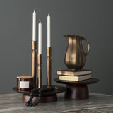 Declan Antiqued Brass Cast Metal Taper Candle Holder by Mercana at Eve Furniture