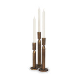 Declan Antiqued Brass Cast Metal Taper Candle Holder by Mercana at Eve Furniture