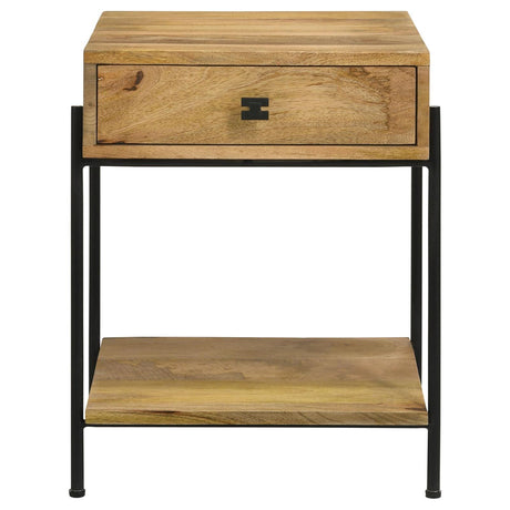 Declan Natural Mango/Black 1-Drawer Accent Table with Open Shelf by Coaster at Eve Furniture
