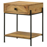 Declan Natural Mango/Black 1-Drawer Accent Table with Open Shelf by Coaster at Eve Furniture