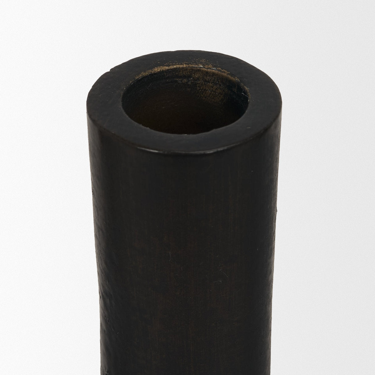 Declan Textured Matte Black Cast Metal Taper Candle Holder by Mercana at Eve Furniture
