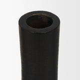 Declan Textured Matte Black Cast Metal Taper Candle Holder by Mercana at Eve Furniture