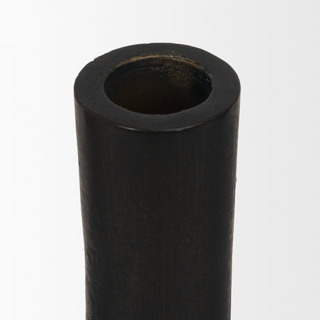 Declan Textured Matte Black Cast Metal Taper Candle Holder by Mercana at Eve Furniture