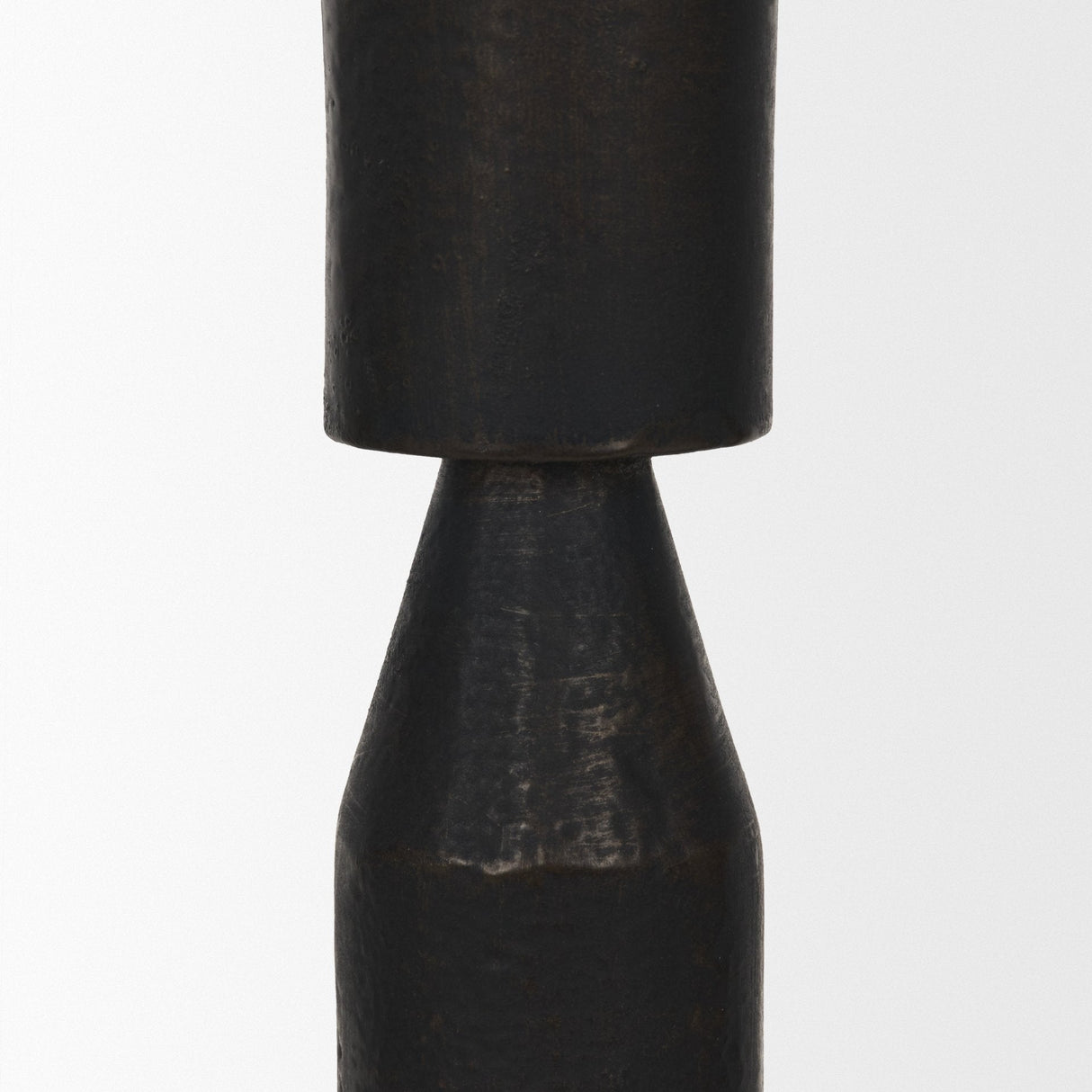 Declan Textured Matte Black Cast Metal Taper Candle Holder by Mercana at Eve Furniture