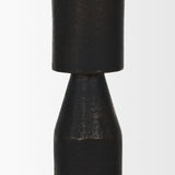 Declan Textured Matte Black Cast Metal Taper Candle Holder by Mercana at Eve Furniture