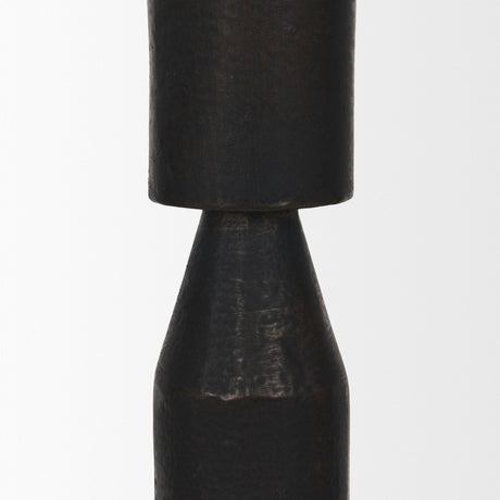 Declan Textured Matte Black Cast Metal Taper Candle Holder by Mercana at Eve Furniture