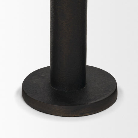 Declan Textured Matte Black Cast Metal Taper Candle Holder by Mercana at Eve Furniture