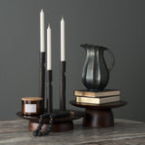 Declan Textured Matte Black Cast Metal Taper Candle Holder by Mercana at Eve Furniture