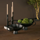 Declan Textured Matte Black Cast Metal Taper Candle Holder by Mercana at Eve Furniture