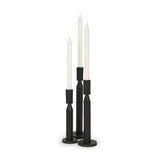 Declan Textured Matte Black Cast Metal Taper Candle Holder by Mercana at Eve Furniture
