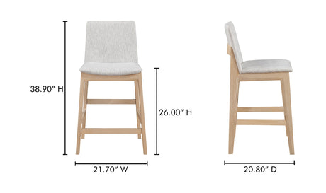 Deco Oak Counter Stool Light Grey by Moe's Home at Eve Furniture