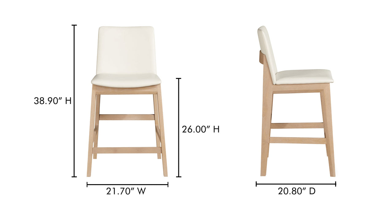 Deco Oak Counter Stool White PVC by Moe's Home at Eve Furniture