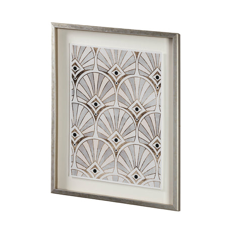 Deco Patterning I by Victoria Barnes a Hand Embellished Textured Framed Art Print Matted under Glass by Mercana at Eve Furniture