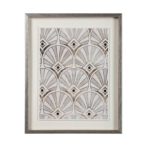 Deco Patterning I by Victoria Barnes a Hand Embellished Textured Framed Art Print Matted under Glass by Mercana at Eve Furniture
