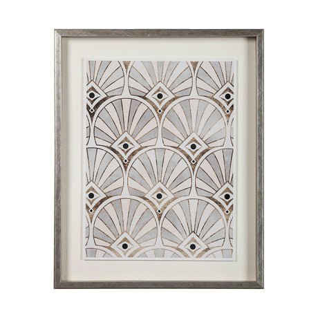Deco Patterning I by Victoria Barnes a Hand Embellished Textured Framed Art Print Matted under Glass by Mercana at Eve Furniture