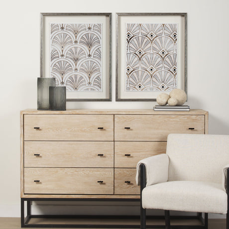 Deco Patterning II by Victoria Barnes Hand Embellished Textured Framed Art Print Matted under Glass by Mercana at Eve Furniture