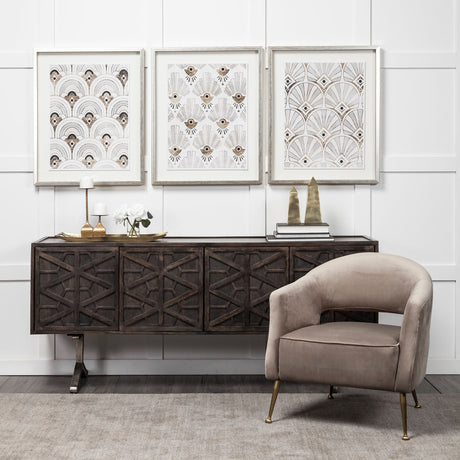 Deco Patterning III by Victoria Barnes Hand Embellished Textured Framed Art Print Matted under Glass by Mercana at Eve Furniture