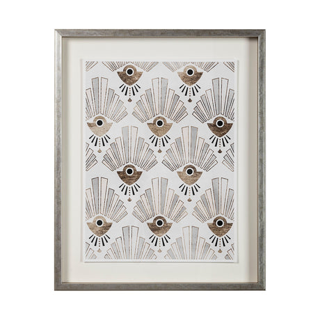 Deco Patterning III by Victoria Barnes Hand Embellished Textured Framed Art Print Matted under Glass by Mercana at Eve Furniture
